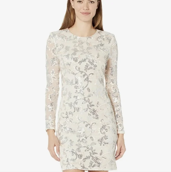 white christmas dresses Vince Camuto Black Laser-Cut Fit and Flare Cocktail Dress – SilkRoll main image 1